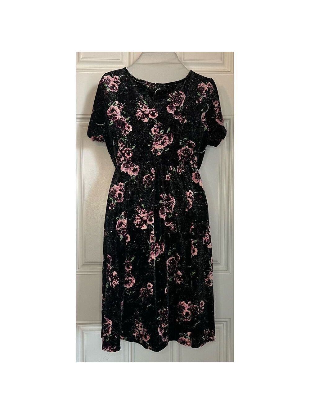 Hot Topic Roses & Moons Velvet Dress (Med) - Picture 3 of 9